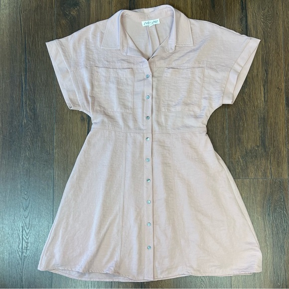 She + Sky Dresses & Skirts - SHE + SKY pink blush button front dress SZ LG